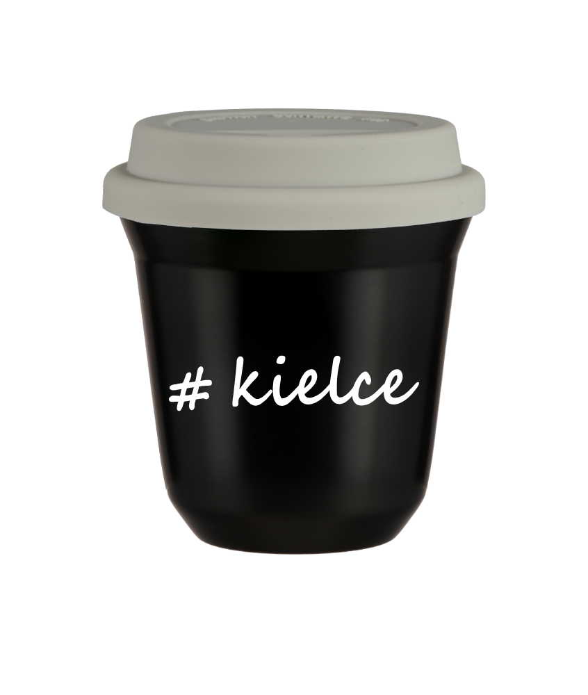 Tasse 150 ml NOIR "Kielce", avec couvercle blanc Tasse 150 ml NOIR "Kielce", avec couvercle blanc