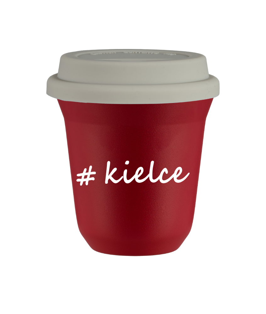 Tasse 150 ml ROUGE "Kielce", avec couvercle blanc Tasse 150 ml ROUGE "Kielce", avec couvercle blanc