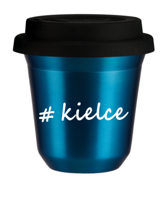 Tasse 150 ml BLEU MÉTALLIQUE "Kielce", avec couvercle noir Tasse 150 ml BLEU MÉTALLIQUE "Kielce", avec couvercle noir