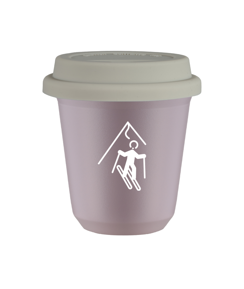 Tasse 80 ml LAVANDE "Ski (blanc)", avec couvercle blanc