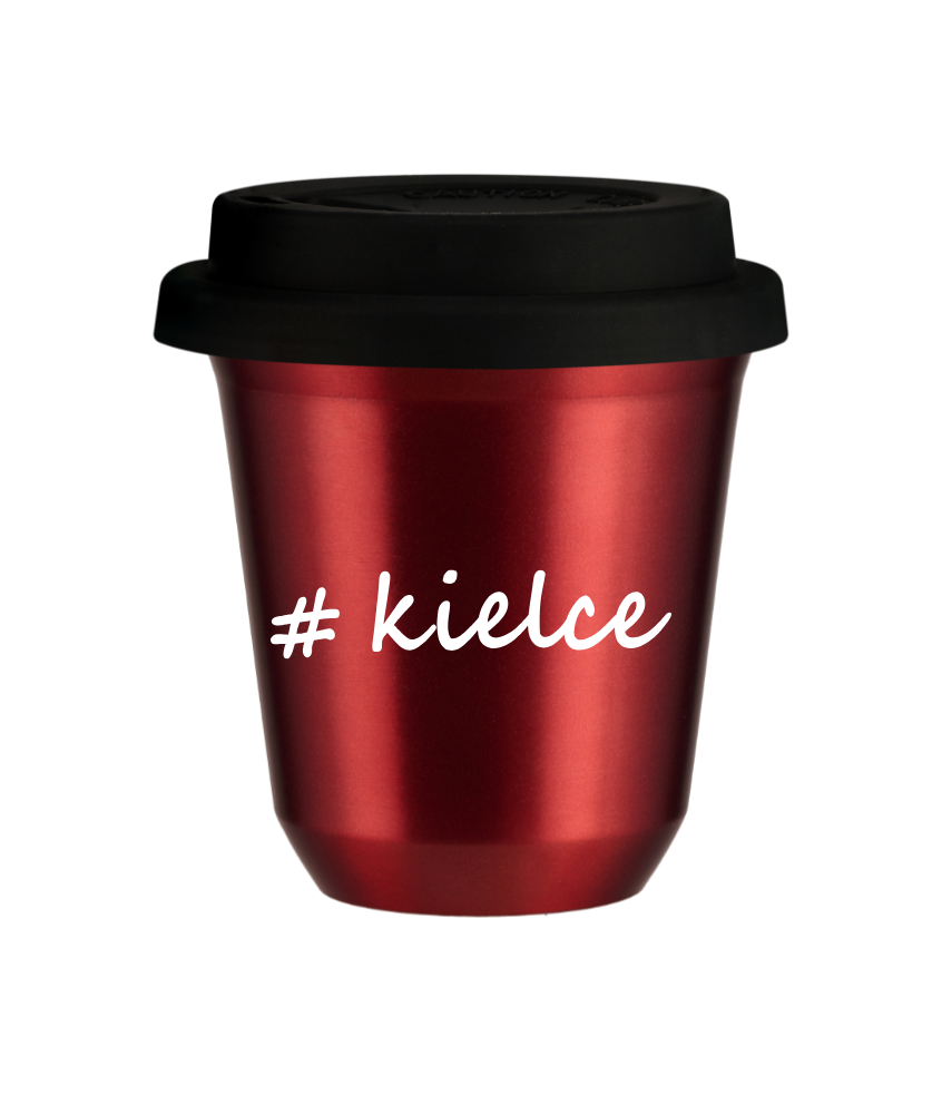 Tasse 80 ml ROUGE MÉTALLIQUE "Kielce", avec couvercle noir Tasse 80 ml ROUGE MÉTALLIQUE "Kielce", avec couvercle noir