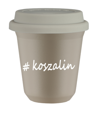 Tasse 240 ml BEIGE "Koszalin", avec couvercle blanc Tasse 240 ml BEIGE "Koszalin", avec couvercle blanc