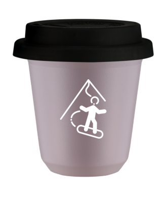 Tasse 80 ml LAVANDE "Snowboard (blanc)", avec couvercle noir Tasse 80 ml LAVANDE "Snowboard (blanc)", avec couvercle noir
