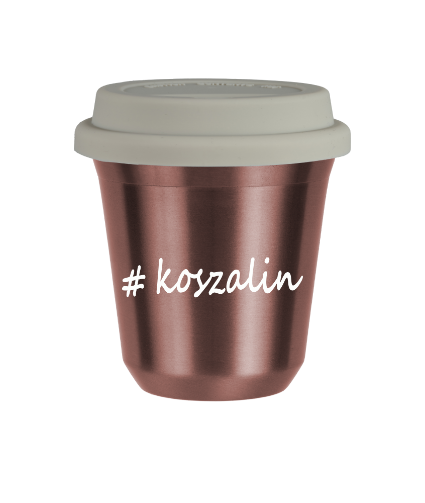 Tasse 240 ml OR ROSE "Koszalin", avec couvercle blanc