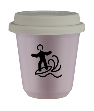 Tasse 80 ml LAVANDE "Planche à voile (noir)", avec couvercle blanc Tasse 80 ml LAVANDE "Planche à voile (noir)", avec couvercle blanc