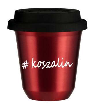 Tasse 240 ml ROUGE MÉTALLIQUE "Koszalin", avec couvercle noir Tasse 240 ml ROUGE MÉTALLIQUE "Koszalin", avec couvercle noir