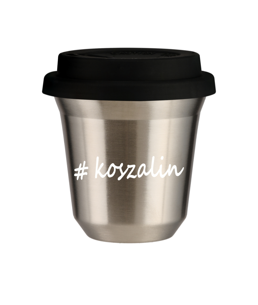 Tasse 80 ml ARGENT "Koszalin", avec couvercle noir
