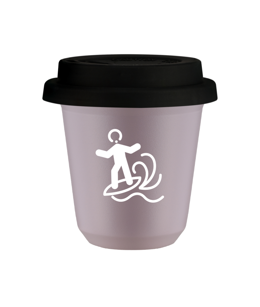Tasse 80 ml LAVANDE "Planche à voile (blanc)", avec couvercle noir