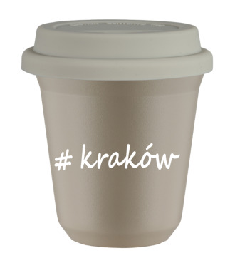 Tasse 240 ml BEIGE "Kraków", avec couvercle blanc Tasse 240 ml BEIGE "Kraków", avec couvercle blanc