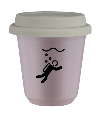 Tasse 80 ml LAVANDE "Plongée (noir)", avec couvercle blanc Tasse 80 ml LAVANDE "Plongée (noir)", avec couvercle blanc
