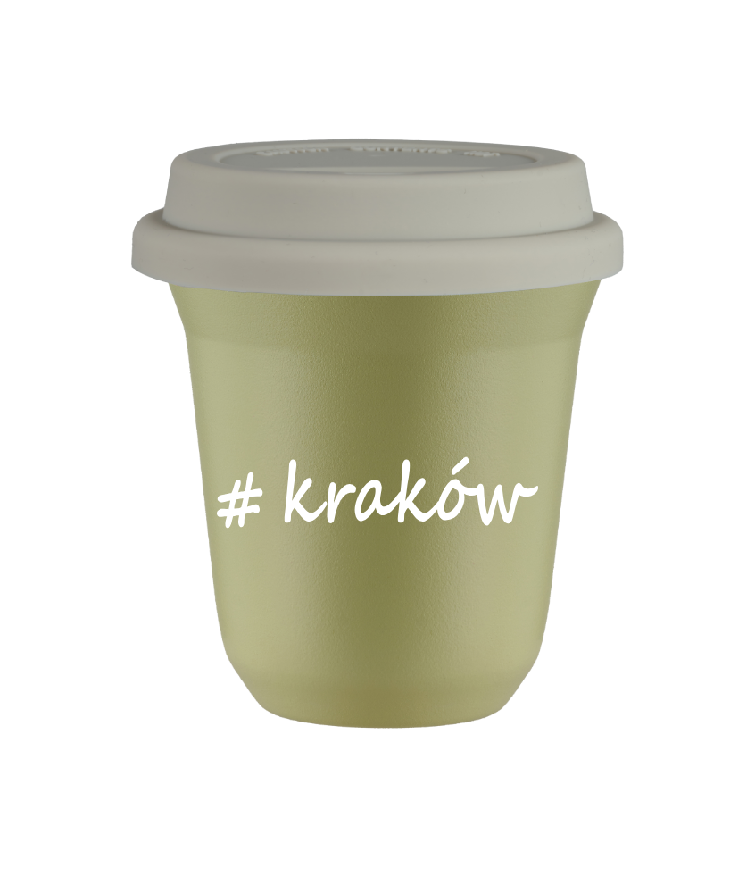 Tasse 240 ml PISTACHE "Kraków", avec couvercle blanc