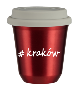 Tasse 80 ml ROUGE MÉTALLIQUE "Kraków", avec couvercle blanc Tasse 80 ml ROUGE MÉTALLIQUE "Kraków", avec couvercle blanc