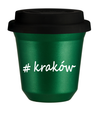 Tasse 150 ml VERT MÉTALLIQUE "Kraków", avec couvercle noir Tasse 150 ml VERT MÉTALLIQUE "Kraków", avec couvercle noir