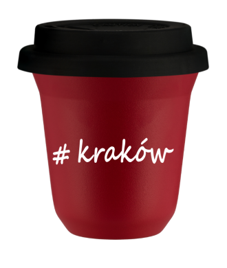 Tasse 240 ml ROUGE "Kraków", avec couvercle noir Tasse 240 ml ROUGE "Kraków", avec couvercle noir
