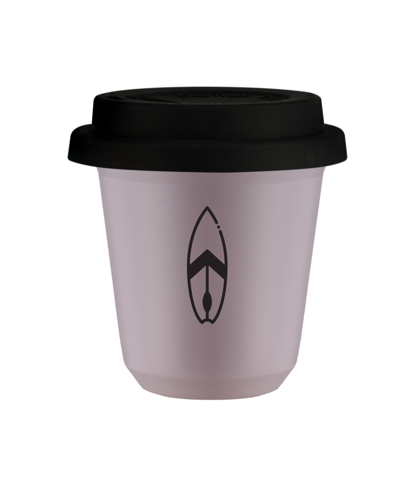 Tasse 80 ml LAVANDE "Planche (noir)", avec couvercle noir
