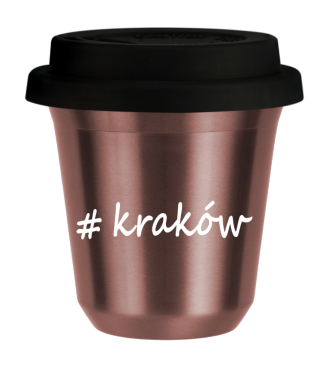 Tasse 240 ml OR ROSE "Kraków", avec couvercle noir Tasse 240 ml OR ROSE "Kraków", avec couvercle noir