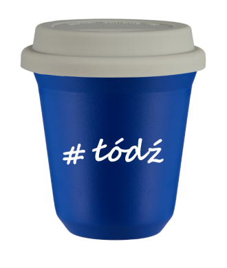 Tasse 240 ml BLEU "Łódź", avec couvercle blanc Tasse 240 ml BLEU "Łódź", avec couvercle blanc