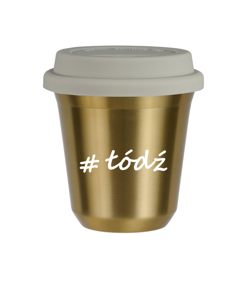 Tasse 80 ml OR "Łódź", avec couvercle blanc Tasse 80 ml OR "Łódź", avec couvercle blanc