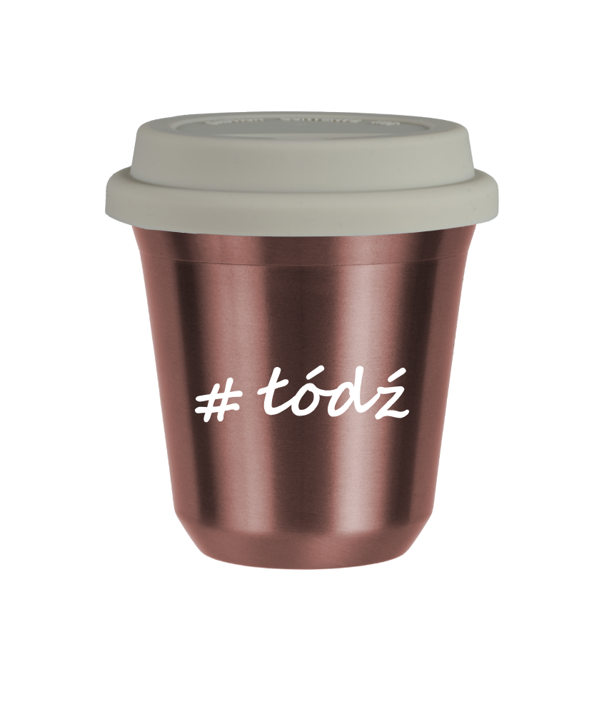 Tasse 150 ml OR ROSE "Łódź", avec couvercle blanc Tasse 150 ml OR ROSE "Łódź", avec couvercle blanc