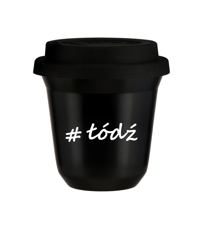 Tasse 240 ml NOIR "Łódź", avec couvercle noir Tasse 240 ml NOIR "Łódź", avec couvercle noir