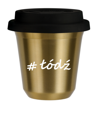 Tasse 240 ml OR "Łódź", avec couvercle noir Tasse 240 ml OR "Łódź", avec couvercle noir