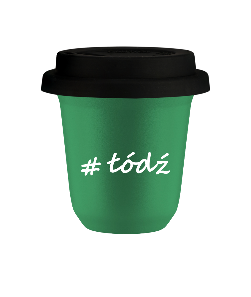 Tasse 240 ml VERT "Łódź", avec couvercle noir Tasse 240 ml VERT "Łódź", avec couvercle noir