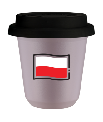 Tasse 80 ml LAVANDE "Drapeau polonais", avec couvercle noir Tasse 80 ml LAVANDE "Drapeau polonais", avec couvercle noir