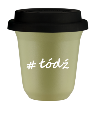 Tasse 150 ml PISTACHE "Łódź", avec couvercle noir Tasse 150 ml PISTACHE "Łódź", avec couvercle noir