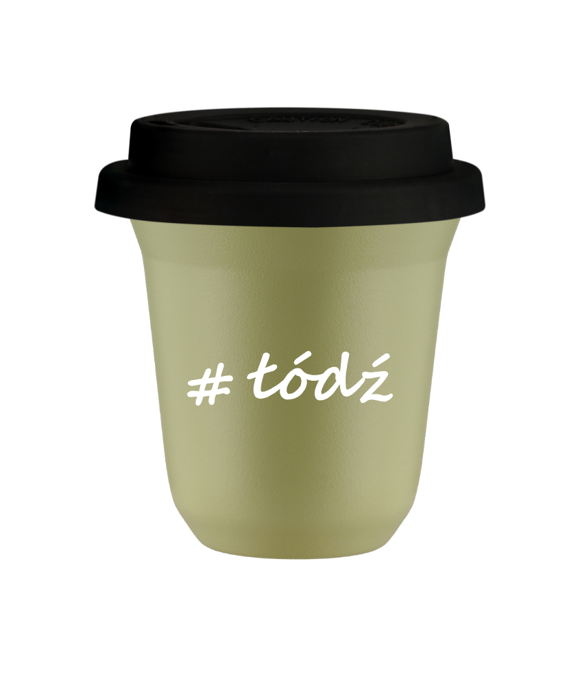 Tasse 150 ml PISTACHE "Łódź", avec couvercle noir Tasse 150 ml PISTACHE "Łódź", avec couvercle noir