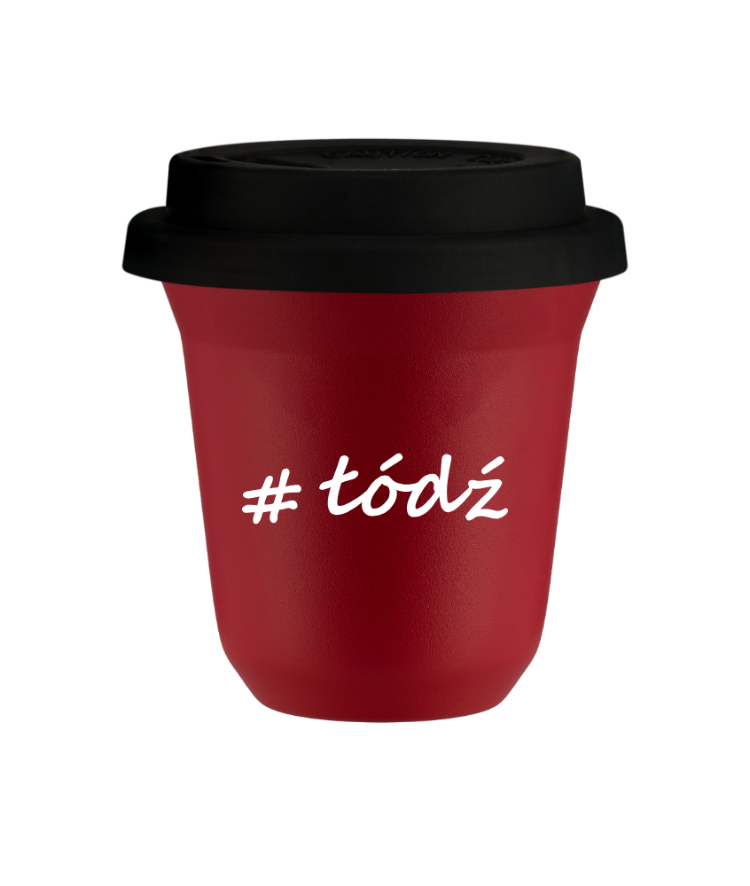Tasse 80 ml ROUGE "Łódź", avec couvercle noir Tasse 80 ml ROUGE "Łódź", avec couvercle noir