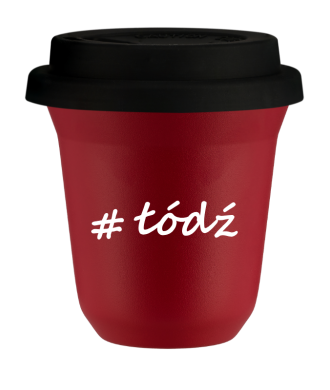 Tasse 150 ml ROUGE "Łódź", avec couvercle noir Tasse 150 ml ROUGE "Łódź", avec couvercle noir