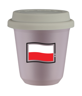 Tasse 80 ml LAVANDE "Drapeau polonais", avec couvercle blanc Tasse 80 ml LAVANDE "Drapeau polonais", avec couvercle blanc