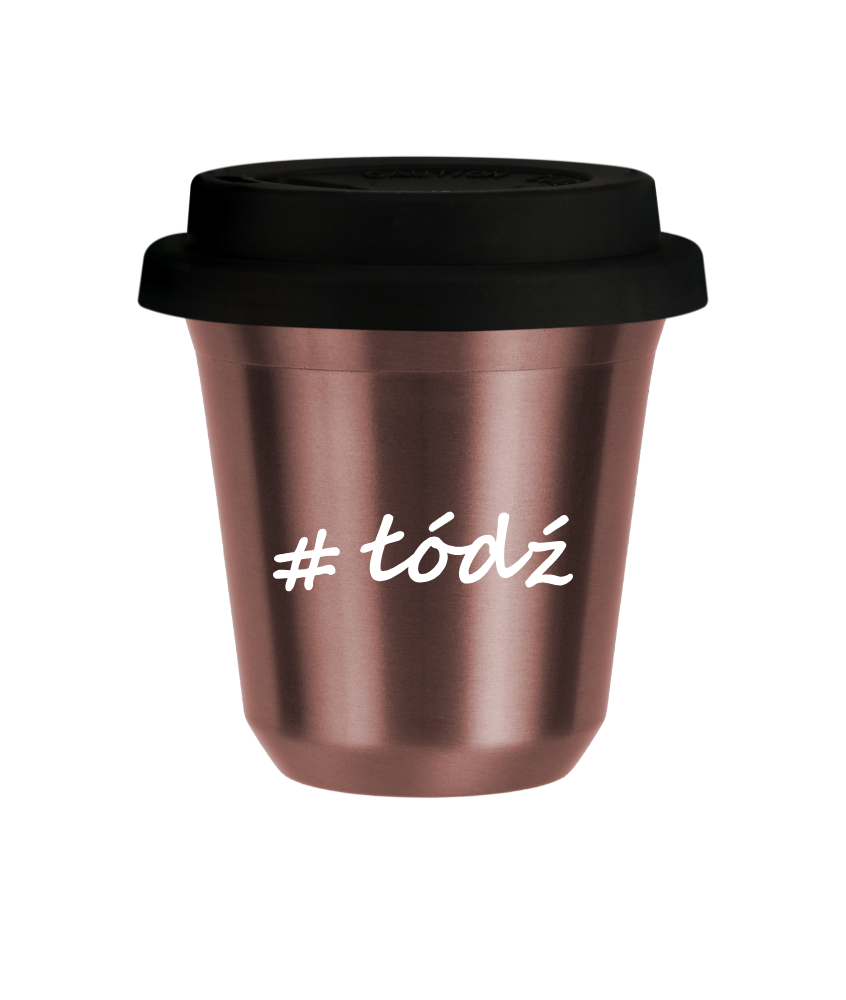 Tasse 80 ml OR ROSE "Łódź", avec couvercle noir Tasse 80 ml OR ROSE "Łódź", avec couvercle noir