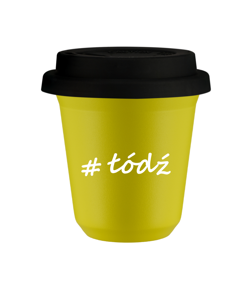 Tasse 80 ml JAUNE "Łódź", avec couvercle noir Tasse 80 ml JAUNE "Łódź", avec couvercle noir