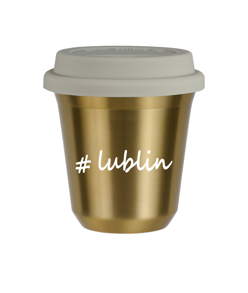 Tasse 80 ml OR "Lublin", avec couvercle blanc Tasse 80 ml OR "Lublin", avec couvercle blanc