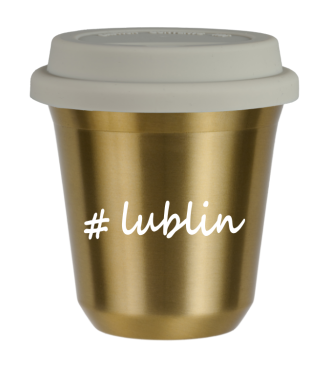 Tasse 240 ml OR "Lublin", avec couvercle blanc Tasse 240 ml OR "Lublin", avec couvercle blanc