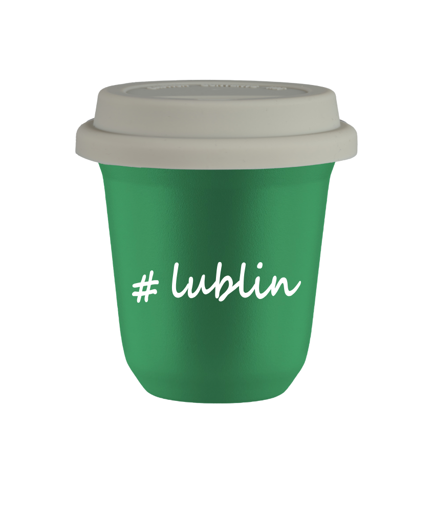 Tasse 150 ml VERT "Lublin", avec couvercle blanc Tasse 150 ml VERT "Lublin", avec couvercle blanc