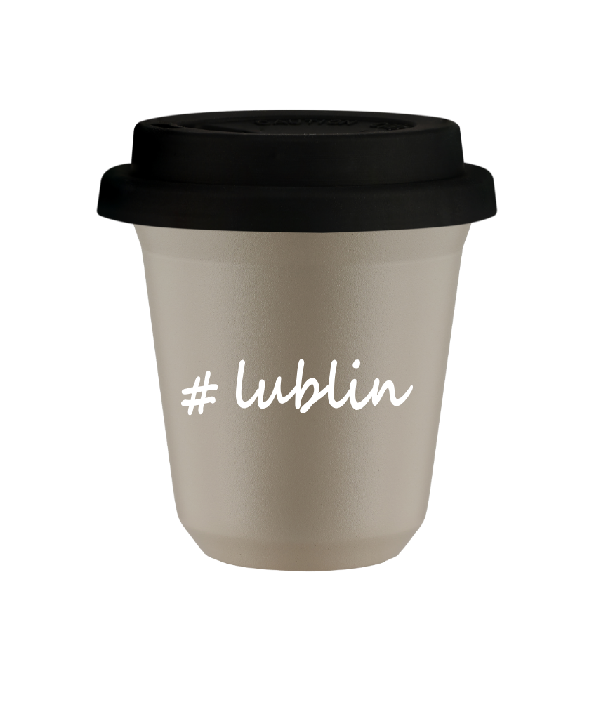 Tasse 80 ml BEIGE "Lublin", avec couvercle noir Tasse 80 ml BEIGE "Lublin", avec couvercle noir