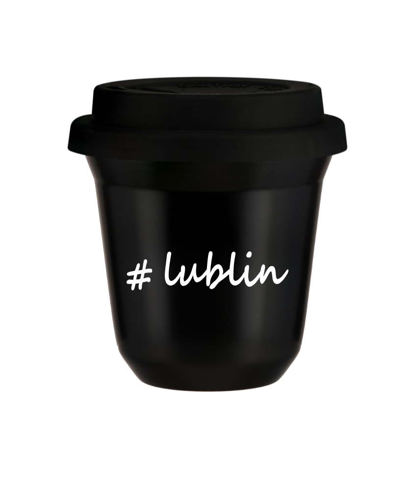 Tasse 80 ml NOIR "Lublin", avec couvercle noir Tasse 80 ml NOIR "Lublin", avec couvercle noir