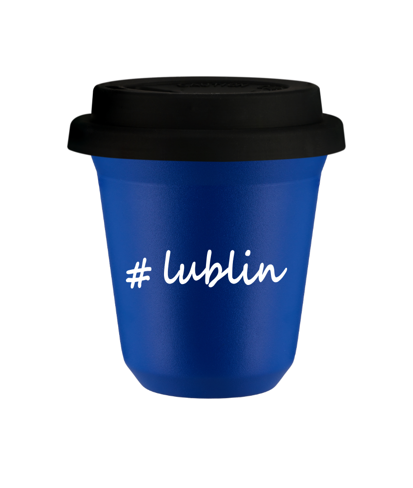 Tasse 240 ml BLEU "Lublin", avec couvercle noir Tasse 240 ml BLEU "Lublin", avec couvercle noir