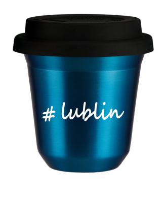 Tasse 240 ml BLEU MÉTALLIQUE "Lublin", avec couvercle noir Tasse 240 ml BLEU MÉTALLIQUE "Lublin", avec couvercle noir
