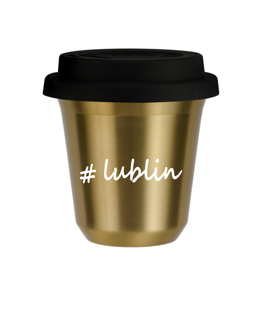 Tasse 150 ml OR "Lublin", avec couvercle noir Tasse 150 ml OR "Lublin", avec couvercle noir