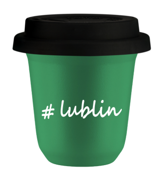 Tasse 150 ml VERT "Lublin", avec couvercle noir Tasse 150 ml VERT "Lublin", avec couvercle noir