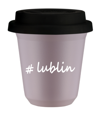 Tasse 150 ml LAVANDE "Lublin", avec couvercle noir Tasse 150 ml LAVANDE "Lublin", avec couvercle noir