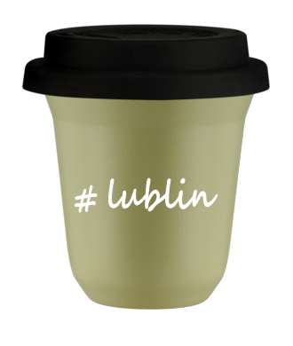 Tasse 150 ml PISTACHE "Lublin", avec couvercle noir Tasse 150 ml PISTACHE "Lublin", avec couvercle noir