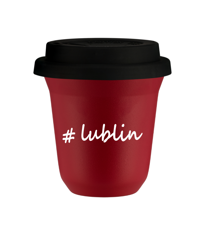 Tasse 80 ml ROUGE "Lublin", avec couvercle noir Tasse 80 ml ROUGE "Lublin", avec couvercle noir