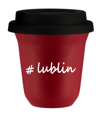 Tasse 240 ml ROUGE "Lublin", avec couvercle noir Tasse 240 ml ROUGE "Lublin", avec couvercle noir