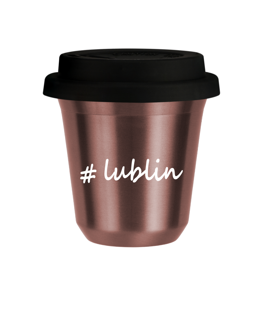 Tasse 150 ml OR ROSE "Lublin", avec couvercle noir Tasse 150 ml OR ROSE "Lublin", avec couvercle noir