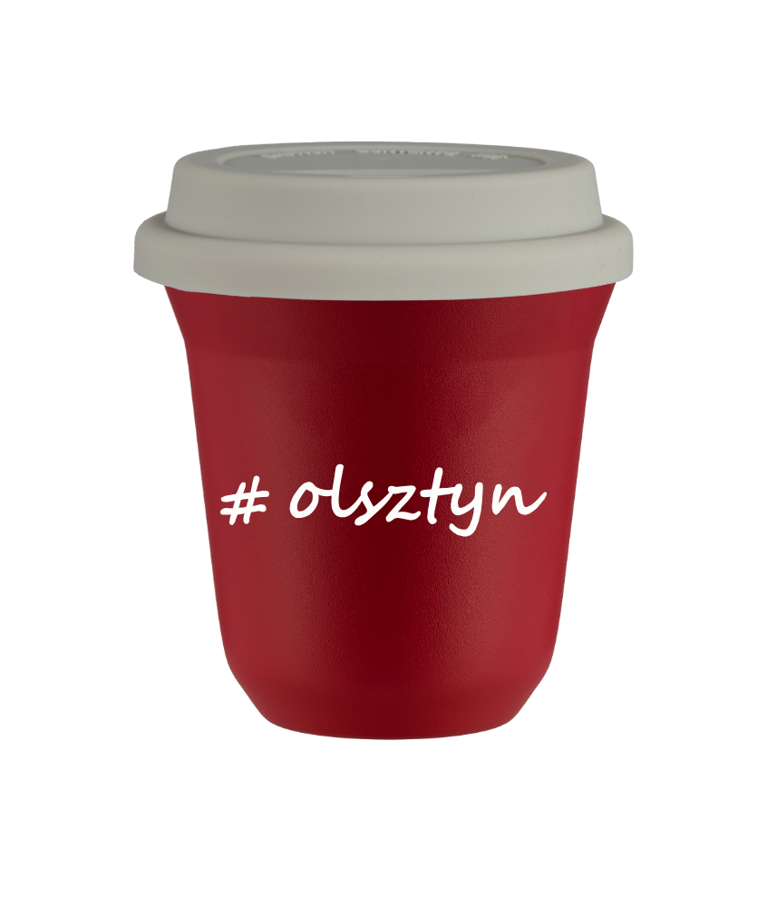 Tasse 80 ml ROUGE "Olsztyn", avec couvercle blanc