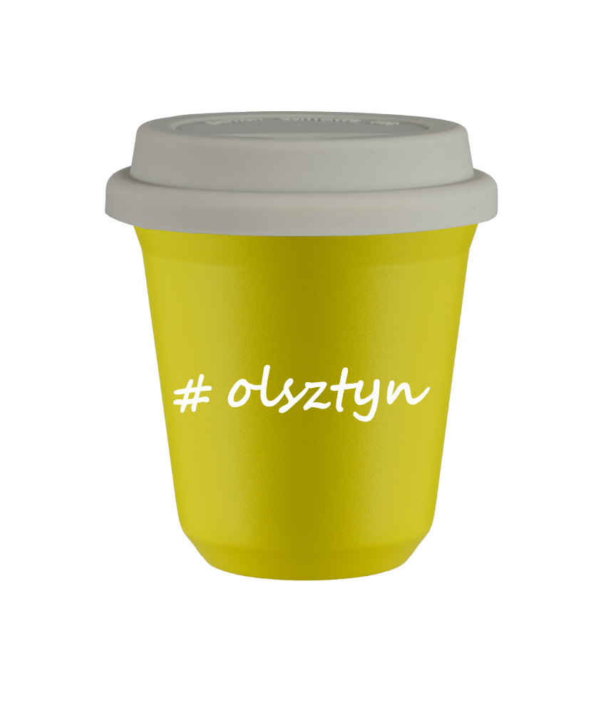 Tasse 80 ml JAUNE "Olsztyn", avec couvercle blanc Tasse 80 ml JAUNE "Olsztyn", avec couvercle blanc